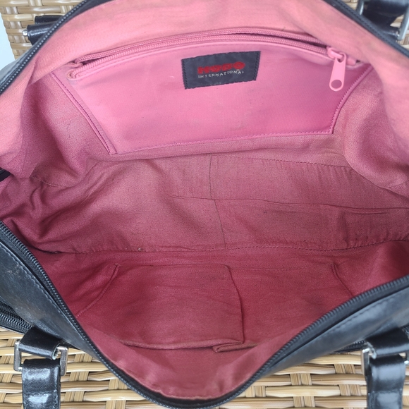 Hobo International Smooth Black Leather Satchel Bag Classic Design Organizer - Picture 11 of 16